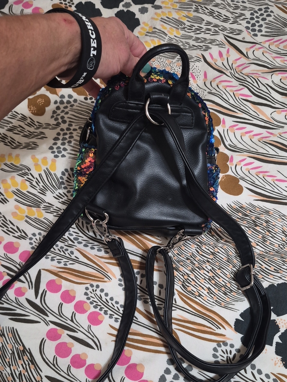 Multicolored Sequin Mini Backpack - - Picture 4 of 8